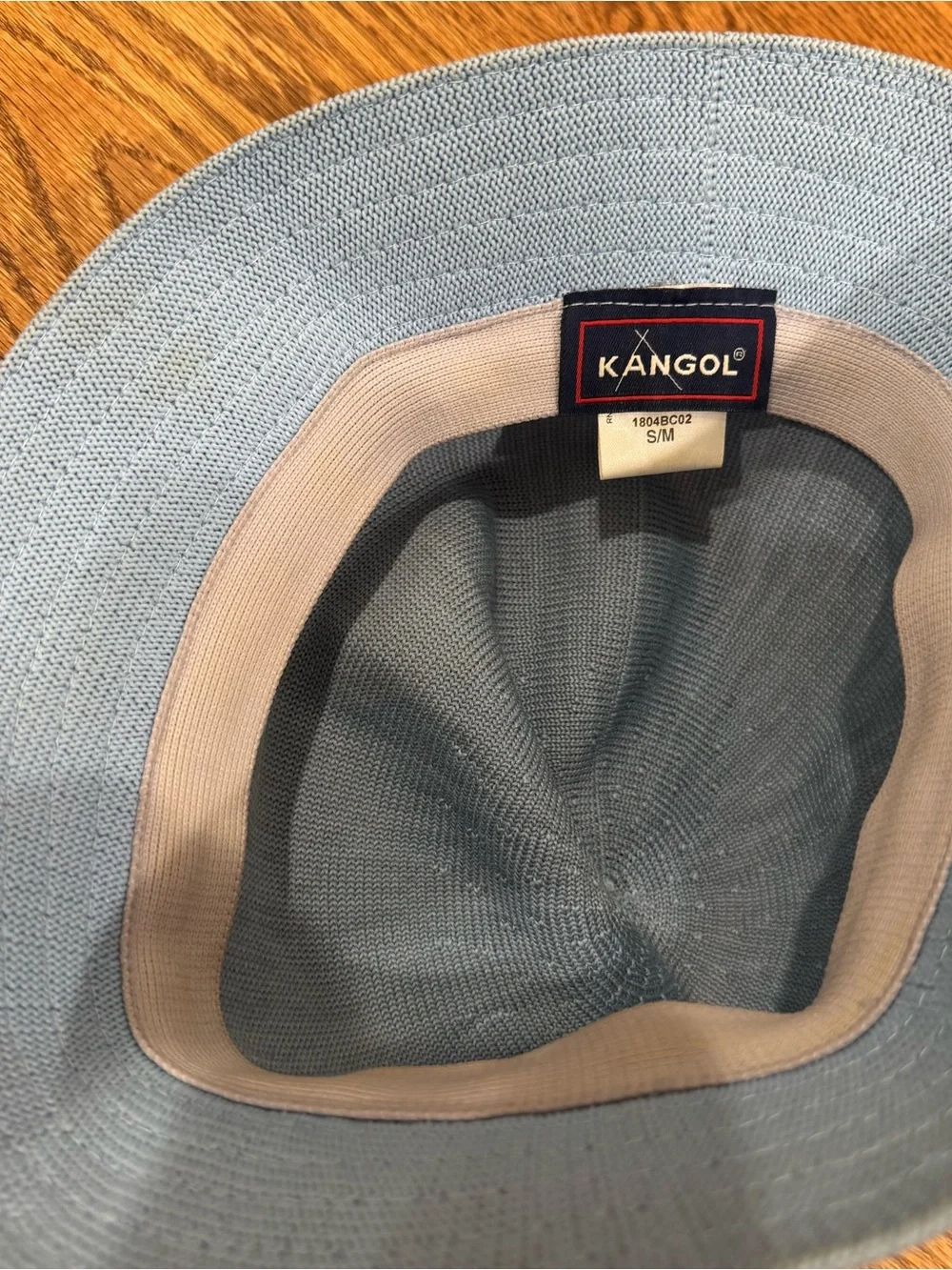 Kangol Pale Blue Knit Bucket Hat with Kangaroo Logo